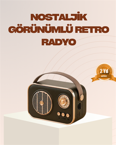 Retro Bluetooth Radyo – Nostaljik Tasarım, TF Kart ve USB Destekli
