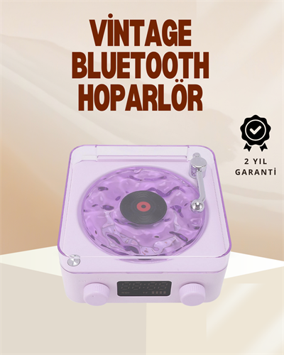 Retro Pikap Hoparlör – Şarjlı Kablosuz Projektör ve Gece Lambası