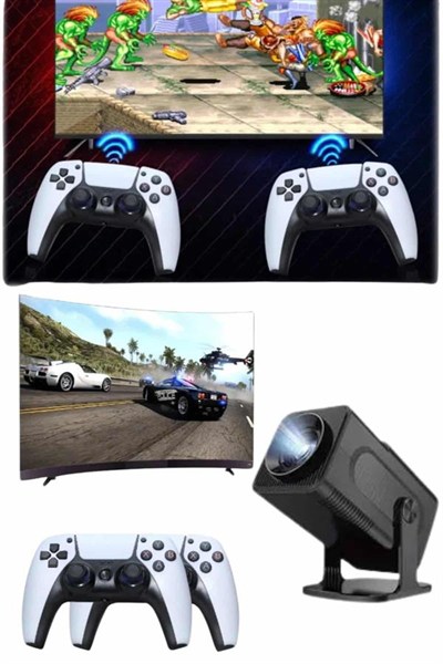 Retro Video Oyunu Konsolu Android Tv El Oyun Konsolu WIFI Taşınabilir Projeksiyon Cihazı