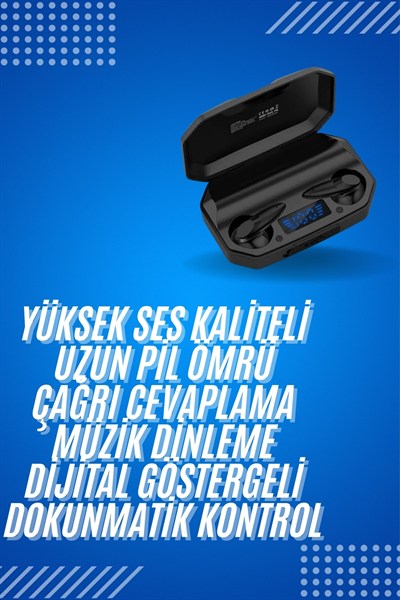 Rgb Işıklı Çift Mikrofonlu Siyah Profesyonel  Kulaklığı Kablosuz Kulakiçi