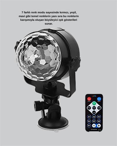 Ritme Duyarlı LED Disko Topu – Renkli Işık Gösterili Parti Lambası