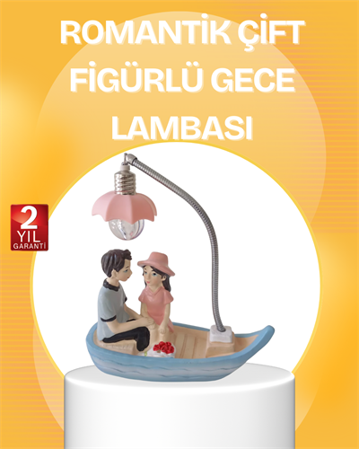 Romantik Çift Figürlü Gece Lambası Sandal Model Sevgiliye Özel Hediye
