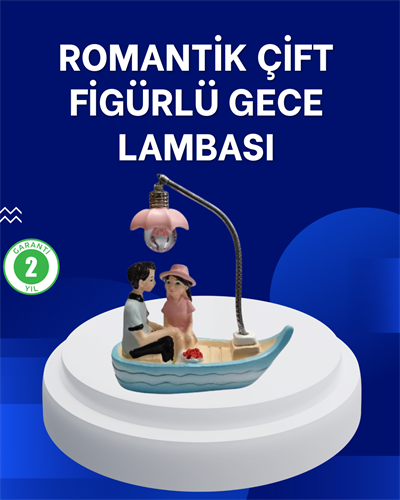 Romantik Sandal Üzerinde Çift Figürü LED Gece Lambası Masa Dekoru