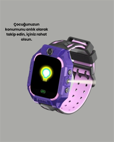 S10 Akıllı Çocuk Saati Mor Model Çift Yönlü Konuşma ve SOS Fonksiyonu