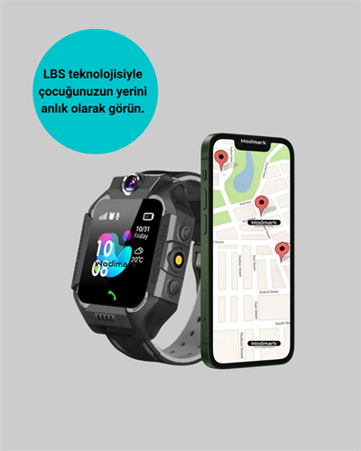 S10 Akıllı Çocuk Saati Siyah Model Çift Yönlü Konuşma ve SOS
