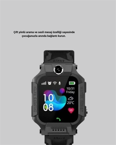 S10 Akıllı Çocuk Saati Siyah Tasarım Adımsayar ve Alarm Fonksiyonu