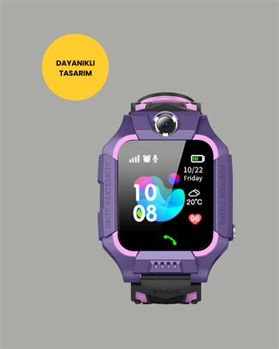 S10 Mor Çocuk Takip Saati Elektronik Bariyer ve Sesli Mesaj Destekli
