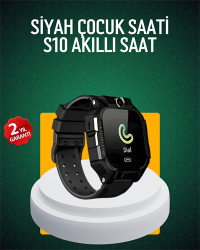 S10 Siyah Çocuk Takip Saati Güvenli Alan Uyarısı ve Sesli Mesaj