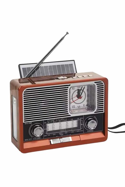 Saatli Fenerli Bluetooth Nostaljik Radyo AUX SD USB Girişli Bluetooth Hoparlör