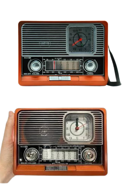 Saatli Fenerli Bluetooth Nostaljik Radyo AUX SD USB Girişli Bluetooth Hoparlör