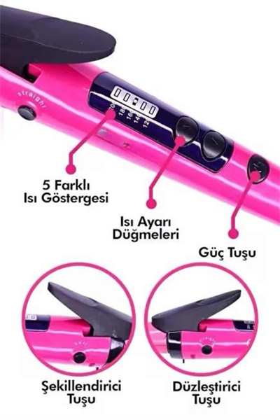 Saç Düzleştirici Şekillendirici Saç Maşası İkili Şekillendirici Isı Ayarlı