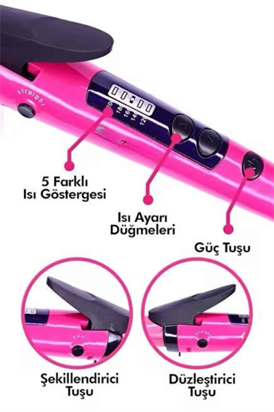 Saç Düzleştirici Şekillendirici Saç Maşası İkili Şekillendirici Isı Ayarlı