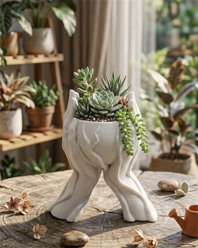 Sanatsal El Figürlü 3D Baskı Dekoratif Saksı Vazo Ev Ofis Dekoru