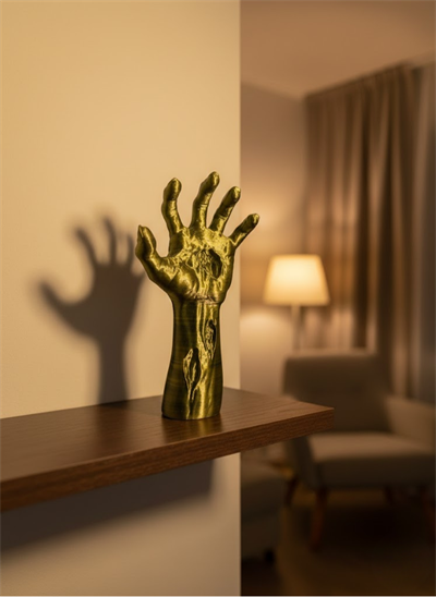 Sanatsal El Formu Heykel Altın Yeşil Tasarım Hediyelik Dekor