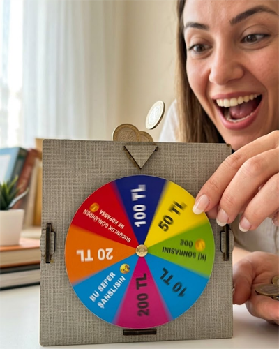 Şans Çarklı Tasarruf Kumbarası Para Biriktirme Oyunu Motivasyonlu