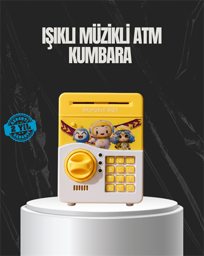 Sarı Renk Otomatik Para Çeken Şifreli Çocuk Kumbarası
