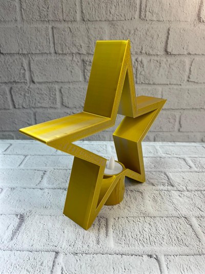 Sarı Yıldız Mumluk Modern Salon ve Raf Dekoru