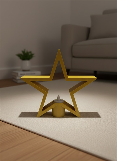 Sarı Yıldız Mumluk Modern Salon ve Raf Dekoru