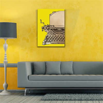 Sarı Zeminde Daktilo Kanvas Tablo 50 x 70
