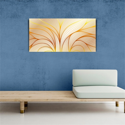 Sarı ve Beyaz Renklerde Soyut Çalışma Kanvas Tablo 60 x 120