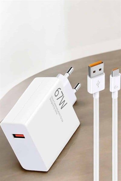 Şarj Aleti 67W Hızlı Şarj Turbo Type-C Uyumlu Şarj Adaptörü Kablosu