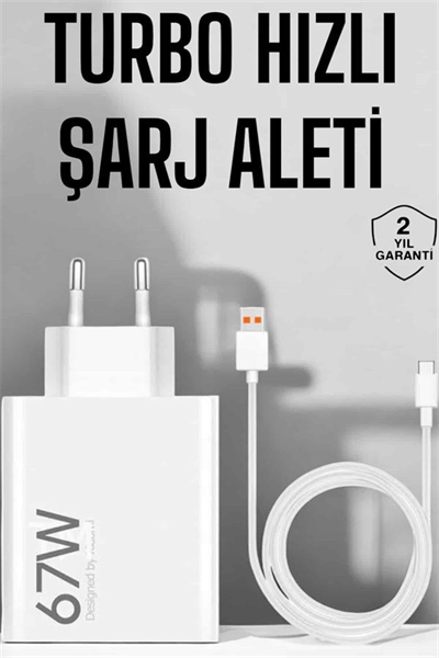 Şarj Aleti 67W Hızlı Şarj Turbo Type-C Uyumlu Şarj Adaptörü Kablosu