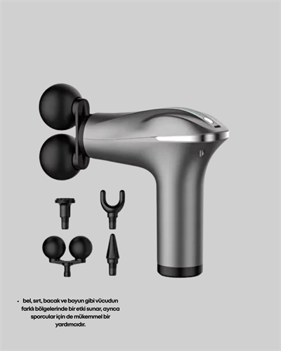 Şarjlı 4 Başlıklı Titreşimli Masaj Aleti Derin Kas Masajı Sporcu Destekli