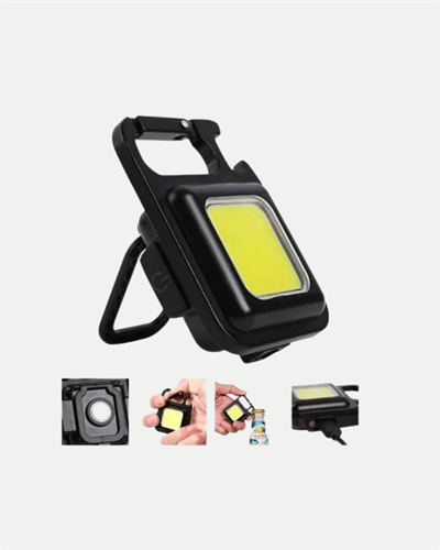 Şarjlı COB LED Anahtarlık Fener – 4 Modlu, Manyetik ve Katlanabilir Standlı