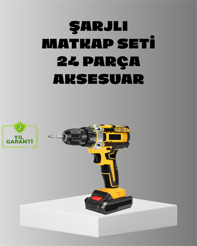 Şarjlı Darbeli Matkap Seti – 2 Bataryalı, 24W Güç, 24 Parça Aksesuar, LED Işıklı