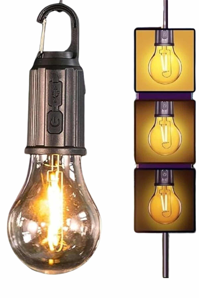 Şarjlı Dekoratif Kamp Lambası Askılı Ampul Led Işık Type-C Girişli