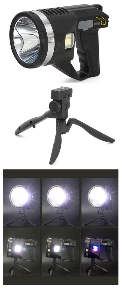 Şarjlı Dev Boy El Feneri Tripod Ayaklı Parlak LED El Lambası Kamp, Av ve Güvenlik İçin İdeal