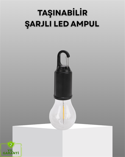 Şarjlı Kancalı LED Lamba – Kamp, Balkon ve Acil Durum Işığı