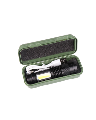 Şarjlı LED El Feneri - 14500 Pil Dahil, 4 Işık Modu, Mini Boy