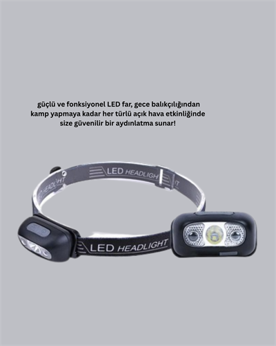 Şarjlı LED Kafa Feneri | 4 Modlu Akıllı Sensörlü Far | Su Geçirmez IPX5 Kamp ve Balıkçı Lambası
