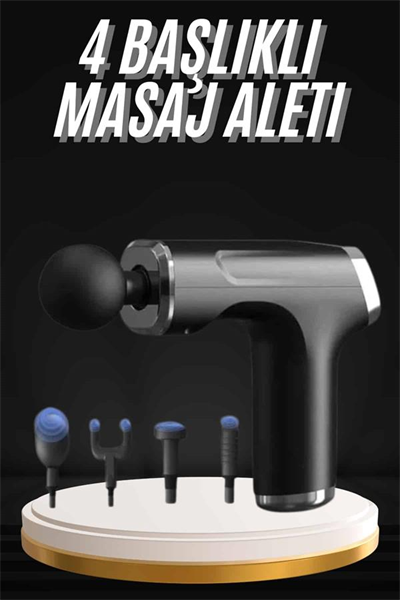 Şarjlı Masaj Tabancası 4 Başlıklı Mini Masaj Tabancası ve Masaj Aleti
