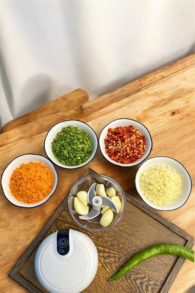 Şarjlı Mini El Rondosu Doğrayıcı Taşınabilir 250 ml Çelik Bıçaklı