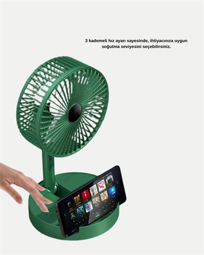 Şarjlı Mini Fan Katlanabilir 3 Hız Ayarlı Taşınabilir Tasarımlı