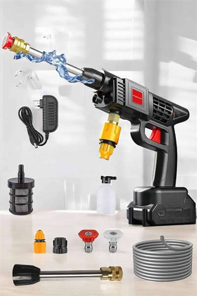 Şarjlı Oto Yıkama Tabancası Su Basınçlı Hazneli Bataryalı