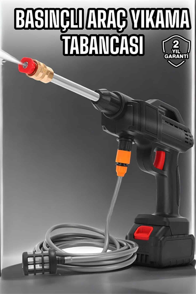 Şarjlı Oto Yıkama Tabancası Su Basınçlı Hazneli Bataryalı