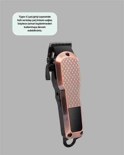 Şarjlı Saç Kesme Makinesi – Type-C Girişli, LCD Ekranlı ve Sessiz Motor