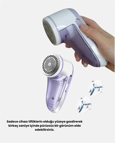 Şarjlı Tiftik Temizleyici – Çıkarılabilir Hazneli, Anti-Statik Fırçalı, USB Şarjlı