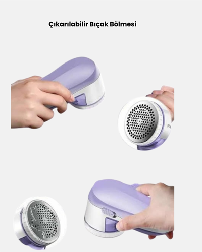 Şarjlı Tiftik Temizleyici – Çıkarılabilir Hazneli, Anti-Statik Fırçalı, USB Şarjlı