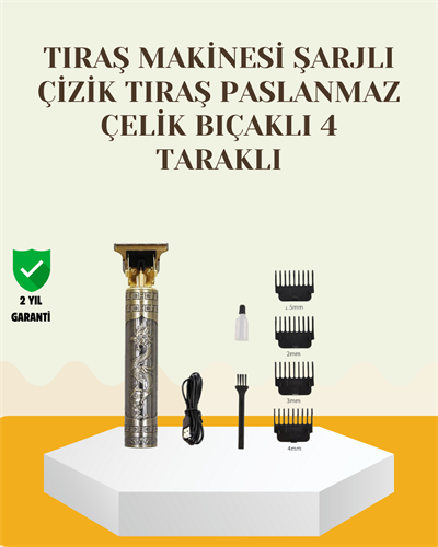 Şarjlı Titanyum Bıçaklı Saç ve Sakal Kesme Makinesi