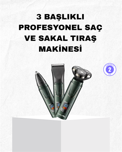 Şarjlı ve Kablosuz 3 Başlıklı Profesyonel Bakım Seti – Saç, Sakal, Burun ve Kulak Düzeltici