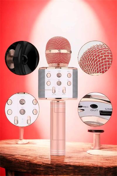 Şarjlı ve Uzun Pil Ömürlü Karaoke Mikrofon USB Bellek Destekli, Profesyonel Ses