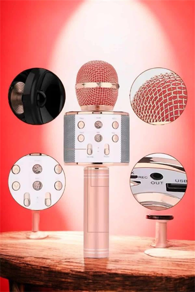 Şarjlı ve Uzun Pil Ömürlü Karaoke Mikrofon USB Bellek Destekli, Profesyonel Ses