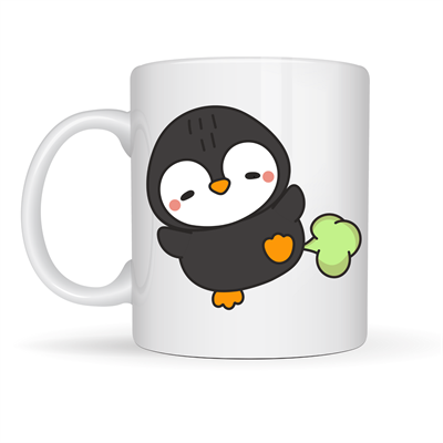 Şaşkın Penguen Tasarımlı Porselen Kupa MODEL 89 – Eğlenceli, Neşeli ve Sıcacık Kahve Keyfi