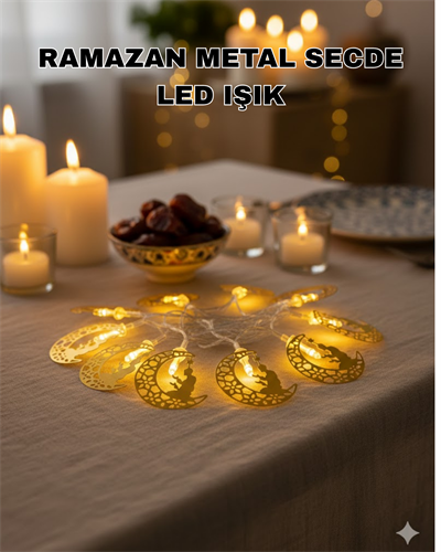 Secde Eden Adam Figürlü Ay Tasarımlı Ramazan LED Işık