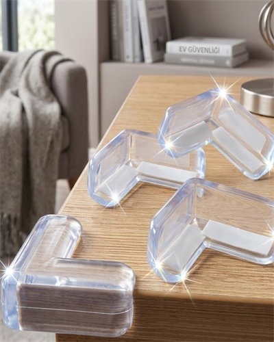 Şeffaf Köşe Koruyucu 4 Lü Set Çocuk Güvenlik Masa Köşe Aparatı