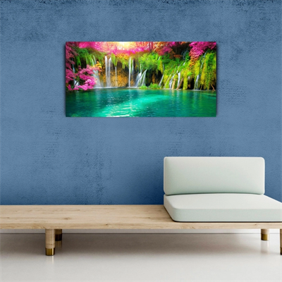 Şelale ve Göl Resmi Kanvas Tablo 60 x 120